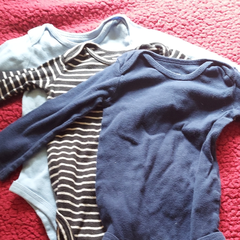 Carter's Blue and Striped Baby Bodysuit Trio